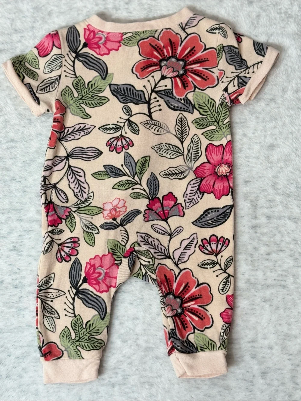 Old Navy Baby Girl Floral Zip Sleeper 0-3M Pink Flowers Cotton Botanical
